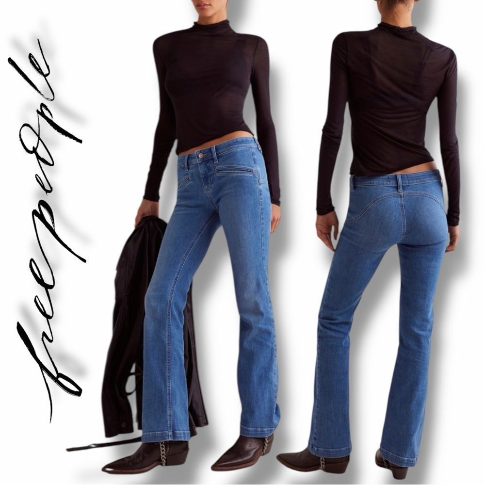 Free People Women’s Irvine Flare Jeans in the Size 33 in Crystal Cove Blue